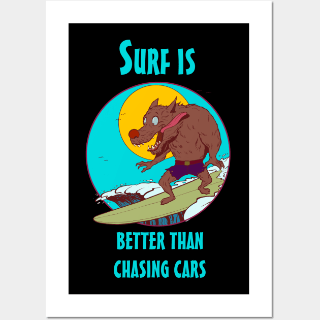 surf wolf Wall Art by CarmoStudio